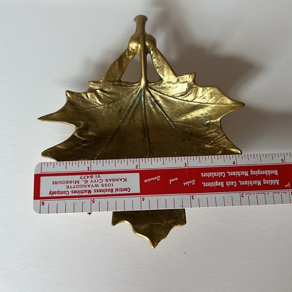 Vintage Virginia Metalcrafters Sugar Maple Leaf Brass Trinket Dish 3-48 1950 - Picture 9 of 11